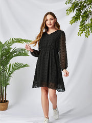 New Flowy Chiffon Long Sleeve V-Neck Cute Tunic Dress
