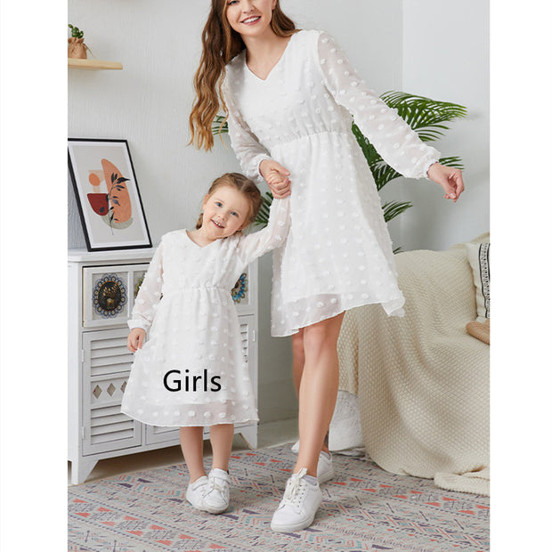 New Flowy Chiffon Long Sleeve V-Neck Cute Tunic Dress