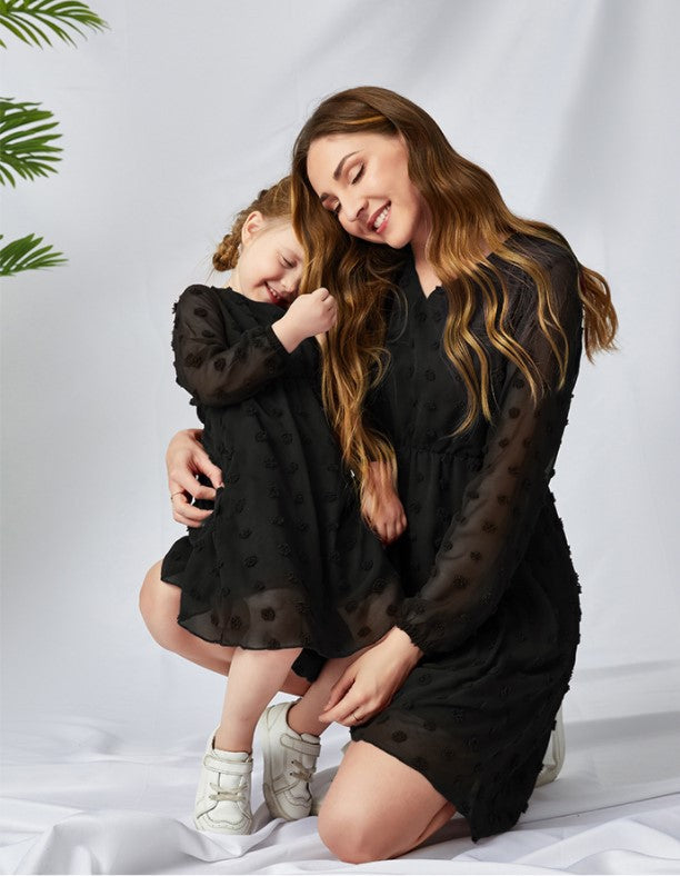 New Flowy Chiffon Long Sleeve V-Neck Cute Tunic Dress