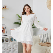 New Flowy Chiffon Long Sleeve V-Neck Cute Tunic Dress