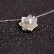 925 Sterling Silver Jewelry Pearl Lotus Flower Necklaces Hot Sale Pu