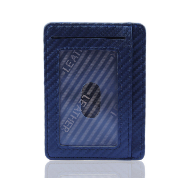 Fashion Pu Leather Carbon Fiber Wallet Mini Slim Wallets Business Men 