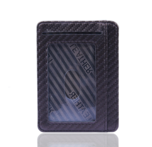 Fashion Pu Leather Carbon Fiber Wallet Mini Slim Wallets Business Men 