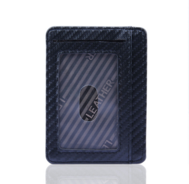 Fashion Pu Leather Carbon Fiber Wallet Mini Slim Wallets Business Men 