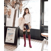 Increased Female Boots Sexy Knee High-heeled Boots Inside Hollow Lace
