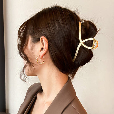 Textured Alloy Metal Grabbing Clip Fashion Hairpin Hair Grab All-match