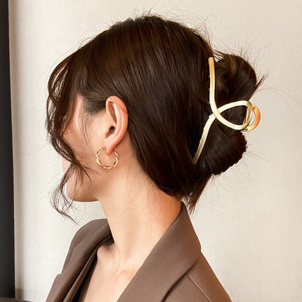 Textured Alloy Metal Grabbing Clip Fashion Hairpin Hair Grab All-match