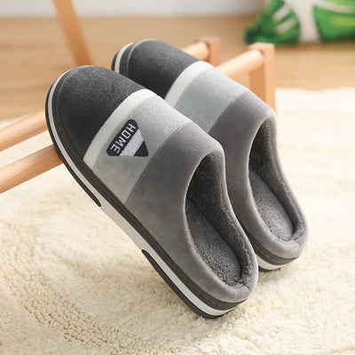 Thick Bottom Plus Velvet Non-Slip Plush Cotton Slippers For Men