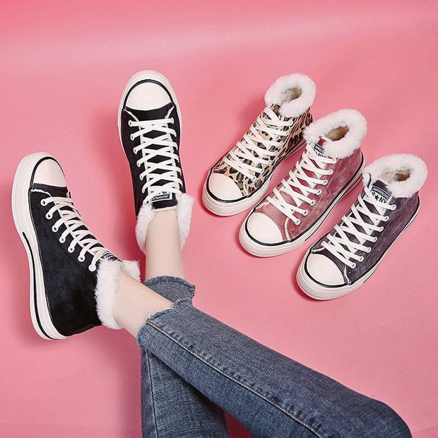 Sponge Cake Thick Bottom Korean Version Plus Velvet Thick Leopard Prin