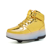 High Top Two Wheel Charging Luminous Walking Shoes