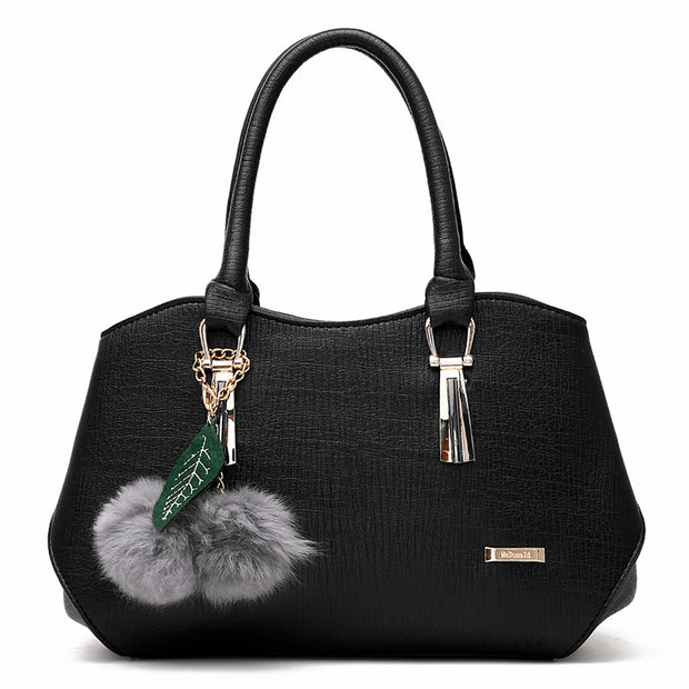 Fashion handbags handbags leather bag and hang the hair ball | fashion