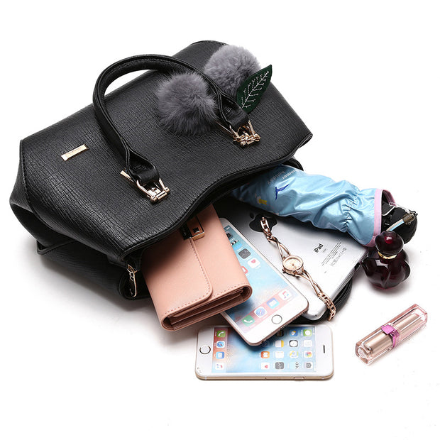 Fashion handbags handbags leather bag and hang the hair ball | fashion