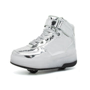 High Top Two Wheel Charging Luminous Walking Shoes