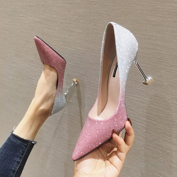 Gradient Sexy Pointed French Stiletto High Heels | wedge heel (4~6cm)c