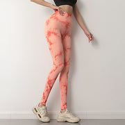 European And American Tie-dye Yoga Pants Women's High Waist Hip-lifting Sports Running Tight Fitness Pants Show Buttocks Leggings