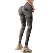 European And American Tie-dye Yoga Pants Women's High Waist Hip-lifting Sports Running Tight Fitness Pants Show Buttocks Leggings