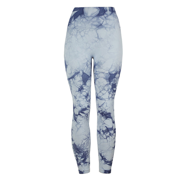 European And American Tie-dye Yoga Pants Women's High Waist Hip-lifting Sports Running Tight Fitness Pants Show Buttocks Leggings