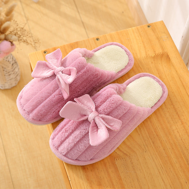 Winter Cotton Slippers Home Interior and Bowknot Autumn Winter Cotton